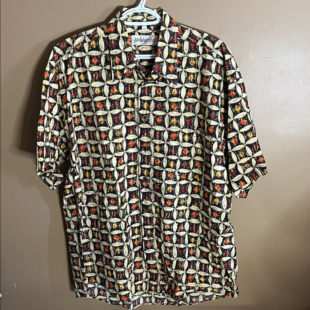😄Vintage patterned Mens Short Sleeve Button Down Shirt